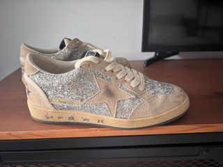 Zapatillas Golden Goose Glitter Beige/Plata