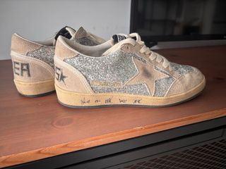 Zapatillas Golden Goose Glitter Beige/Plata