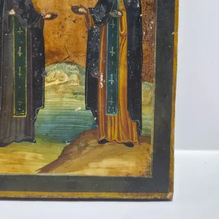 Antica Icona Ortodossa due Santi fine XIX