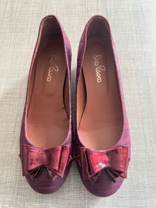 Ballerine Luisa Spagnoli con tacco viola/rosso