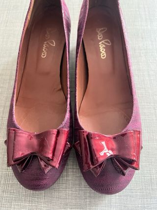 Ballerine Luisa Spagnoli con tacco viola/rosso