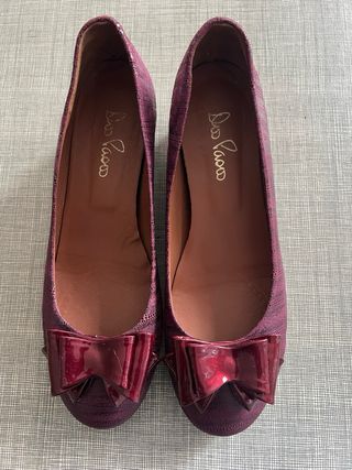 Ballerine Luisa Spagnoli con tacco viola/rosso