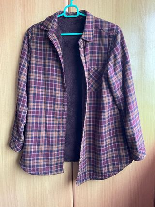Camisa de franela forrada marrón y granate