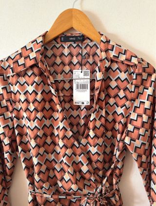 Vestido Mango Geométrico Naranja