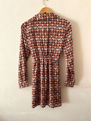 Vestido Mango Geométrico Naranja