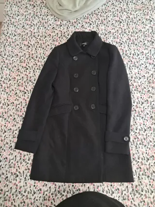 Abrigo de paño negro talla M
