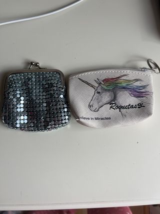 Monederos preciosos plateado y unicornio