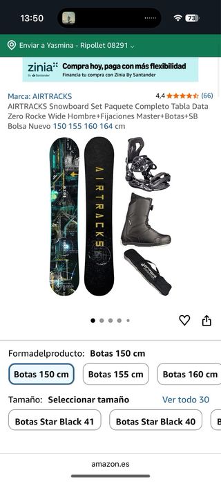 Tabla Snow Airtrack 150 + Fijaciones + Funda