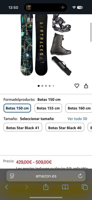 Tabla Snow Airtrack 150 + Fijaciones + Funda