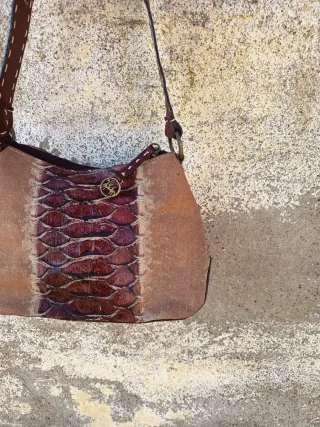 Borsa Cavalli Soul pelle pitone marrone viola