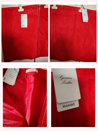 Falda Mango Piel Roja Talla S