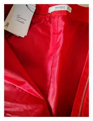 Falda Mango Piel Roja Talla S