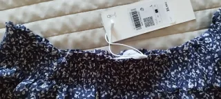 Blusa Southern Cotton floral azul y blanco Talla L