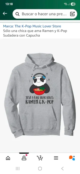 Sudadera K-Pop Ramen Panda Gris