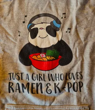 Sudadera K-Pop Ramen Panda Gris