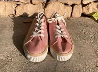 Zapatillas casuales rosa mujer talla 40