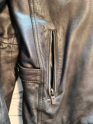 Chaqueta Cuero Massimo Dutti Gris Oscuro