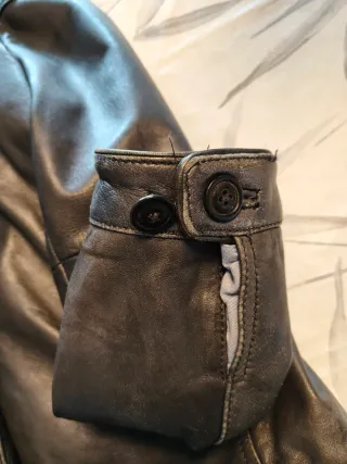 Chaqueta Cuero Massimo Dutti Gris Oscuro