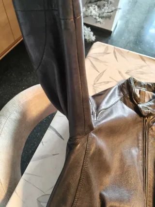 Chaqueta Cuero Massimo Dutti Gris Oscuro