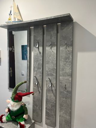 Recibidor zapatero con espejo gris