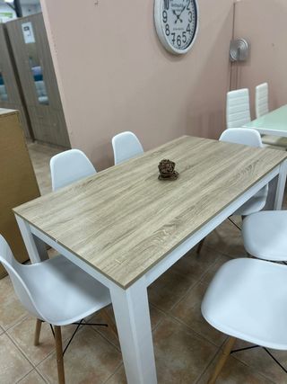 Tavolo da pranzo moderno in legno - 6 nuove sedie