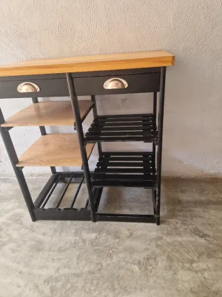 Mesa auxiliar cocina madera y metal