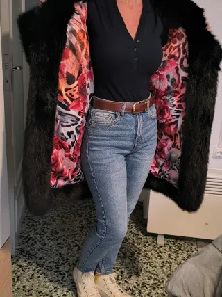 Abrigo Guess Pelo Negro Talla Única Nuevo