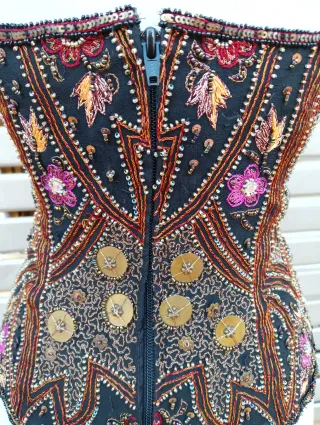 Top vintage Seda con paillettes multicolor taglia unica