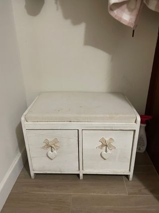 Banco scarpiera con 2 cassetti e cuscino