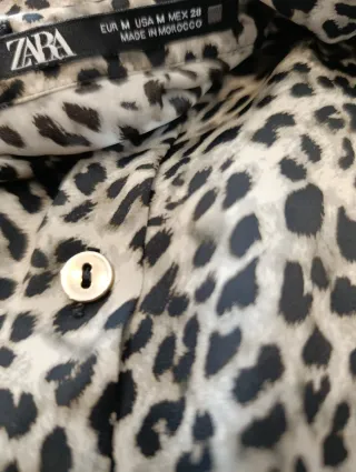 Vestido camisero estampado leopardo Zara
