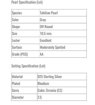 Pendientes Perla Tahití 10.5mm Plata 925