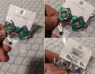 Orecchini fiore argento e verdi