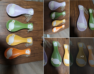 Set 4 Cucchiaini Ceramica Decorati Fiori