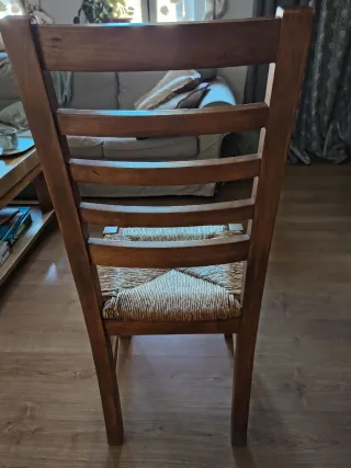 5 sillas de madera de roble y mimbre (ena)