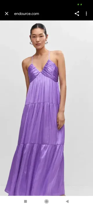 Vestido largo morado Mango Talla L
