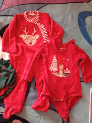 Body y pijama bebé Navidad reno árbol