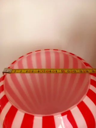 Vaso Murano righe rosse e bianche