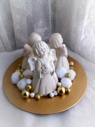 Centrotavola Angeli Oro Bianco Ceramica