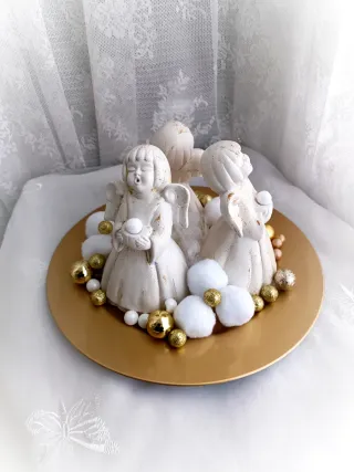 Centrotavola Angeli Oro Bianco Ceramica