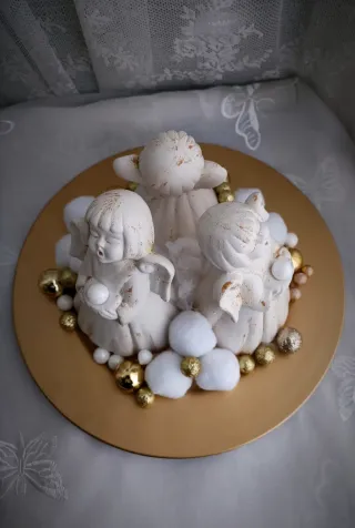 Centrotavola Angeli Oro Bianco Ceramica