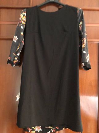 Vestido Otoñal Estampado Floral Negro