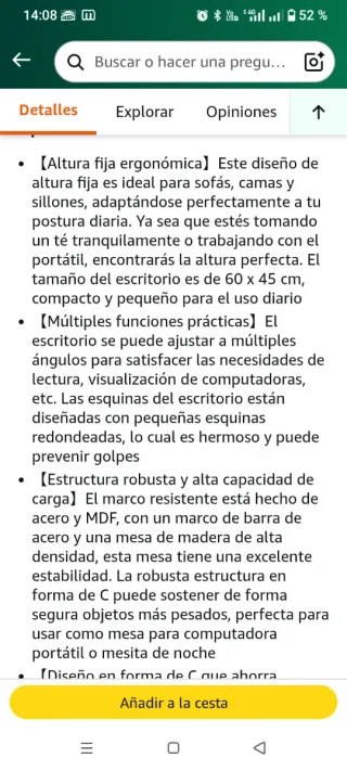Mesa auxiliar C madera y metal