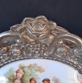 Portagioie vintage peltro e ceramica