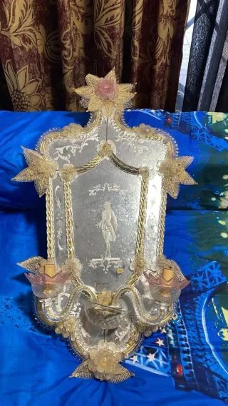 Specchio Murano Veneziano Blu/Rosso