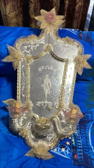 Specchio Murano Veneziano Blu/Rosso