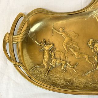 BANDEJA BRONCE ART NOUVEAU DIANA CAZADORA ACTEON