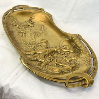 BANDEJA BRONCE ART NOUVEAU DIANA CAZADORA ACTEON