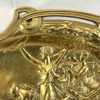 BANDEJA BRONCE ART NOUVEAU DIANA CAZADORA ACTEON