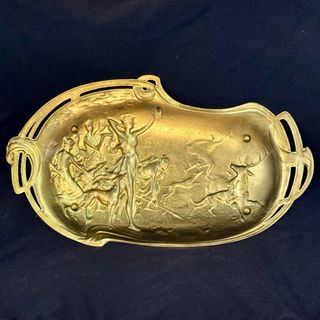 BANDEJA BRONCE ART NOUVEAU DIANA CAZADORA ACTEON