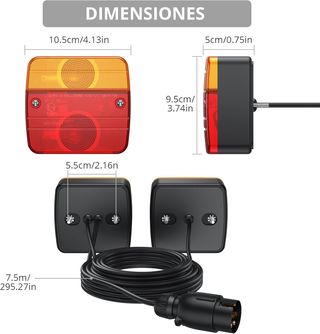 Justech 2PCS Luces Traseras Remolque con 7,5m Cabl